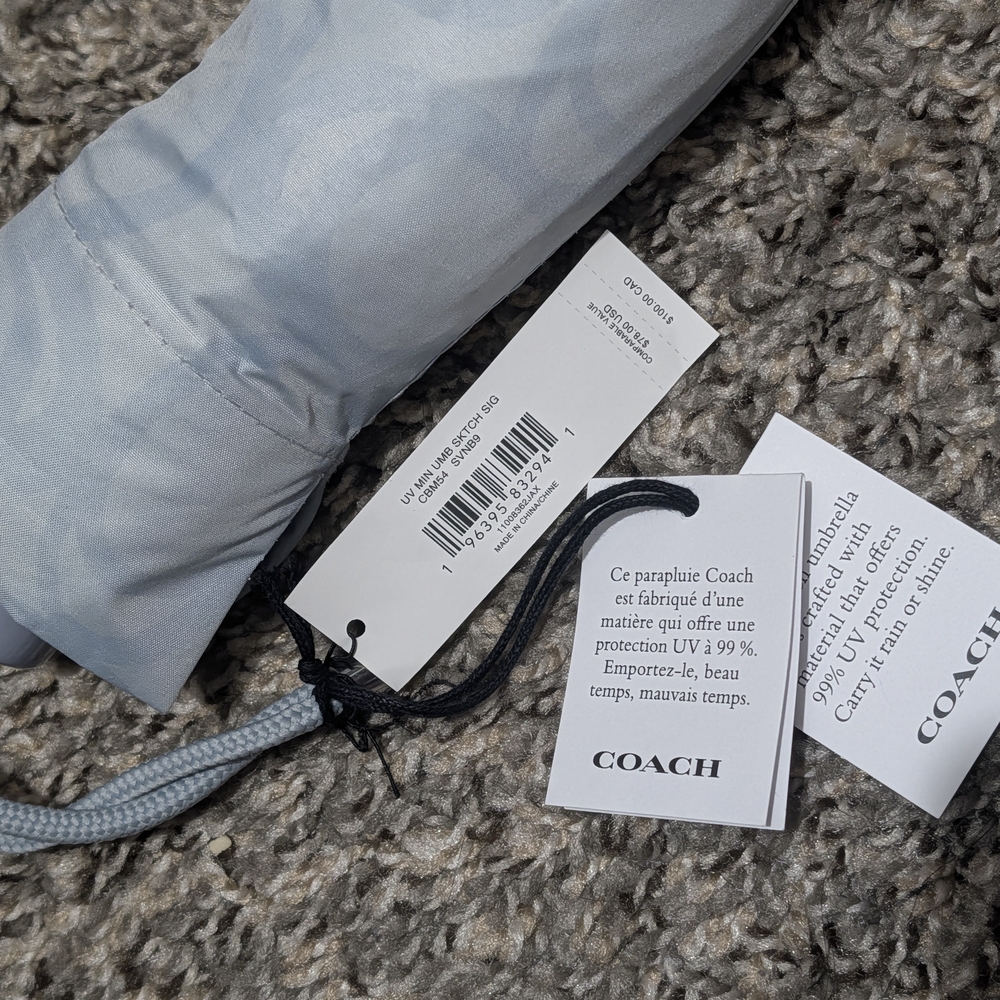 Coach Compact Foldable Umbrella - Light Blue